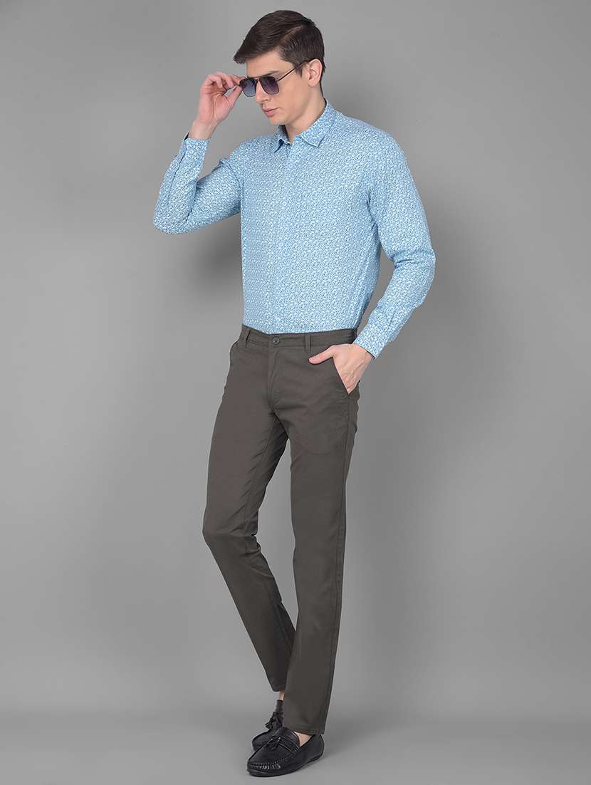 men dark olive cotton chino trousers - 20554861 - Standard Image - 3