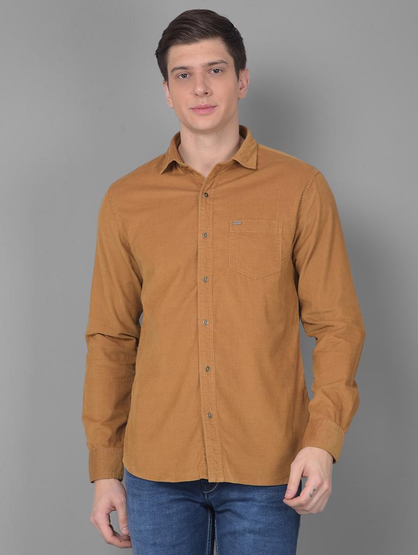 men solid brown slim fit casual shirt - 20554873 - Zoom Image - 0
