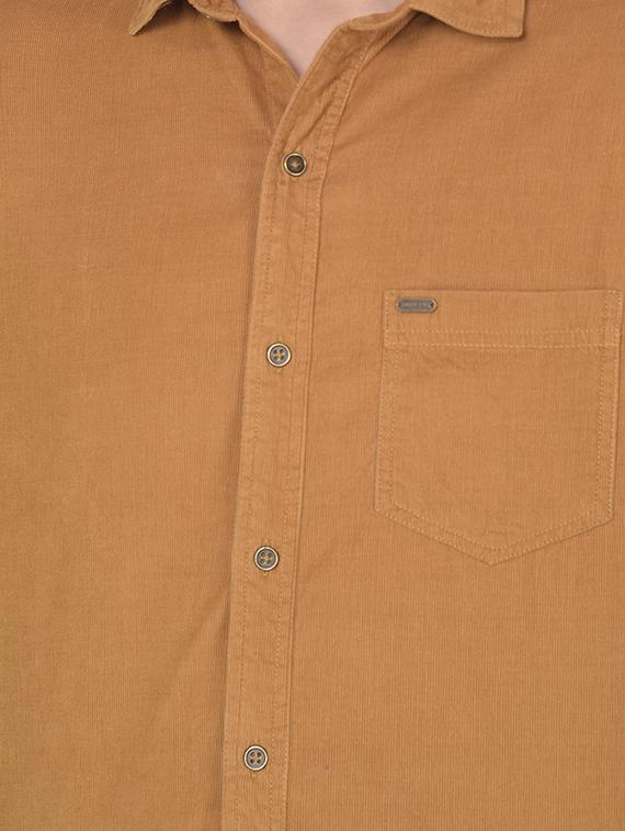 men solid brown slim fit casual shirt - 20554873 - Standard Image - 3