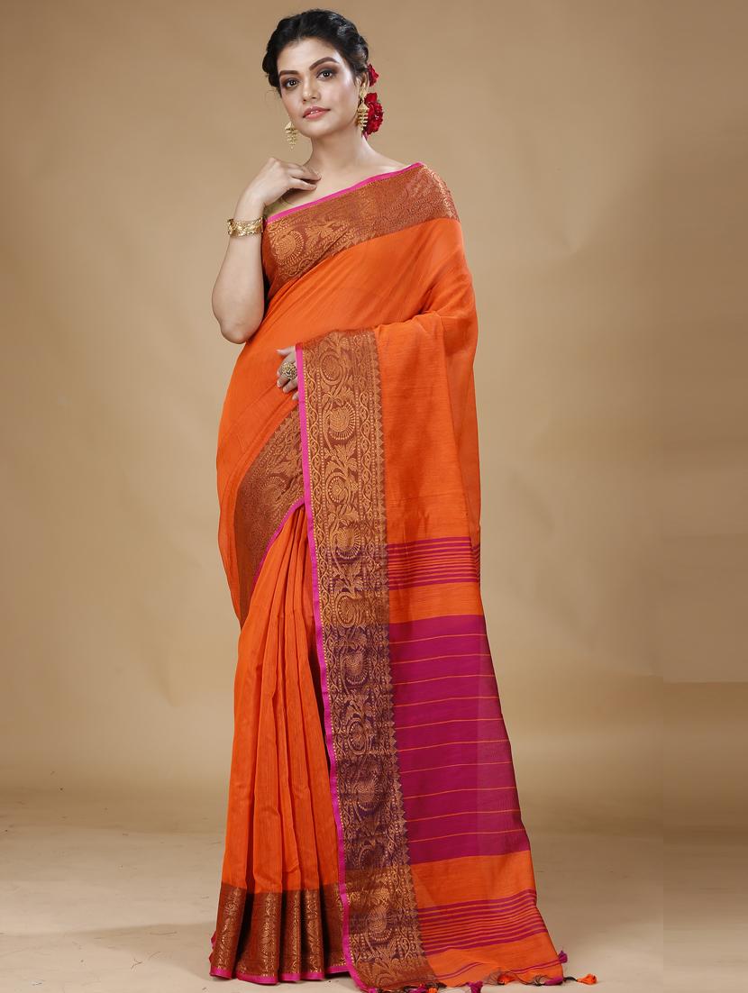 orange art silk bhagalpuri saree - 20554931 - Zoom Image - 0