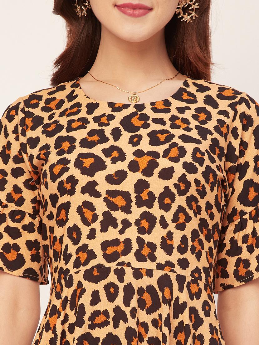 women animal print fit & flare dress - 20555334 - Standard Image - 5