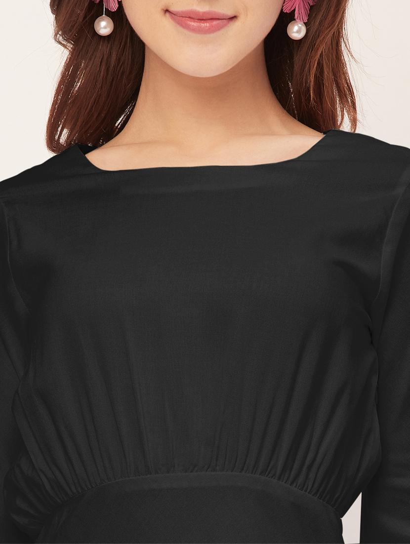 women solid long sleeves high-low dress - 20555336 - Standard Image - 5