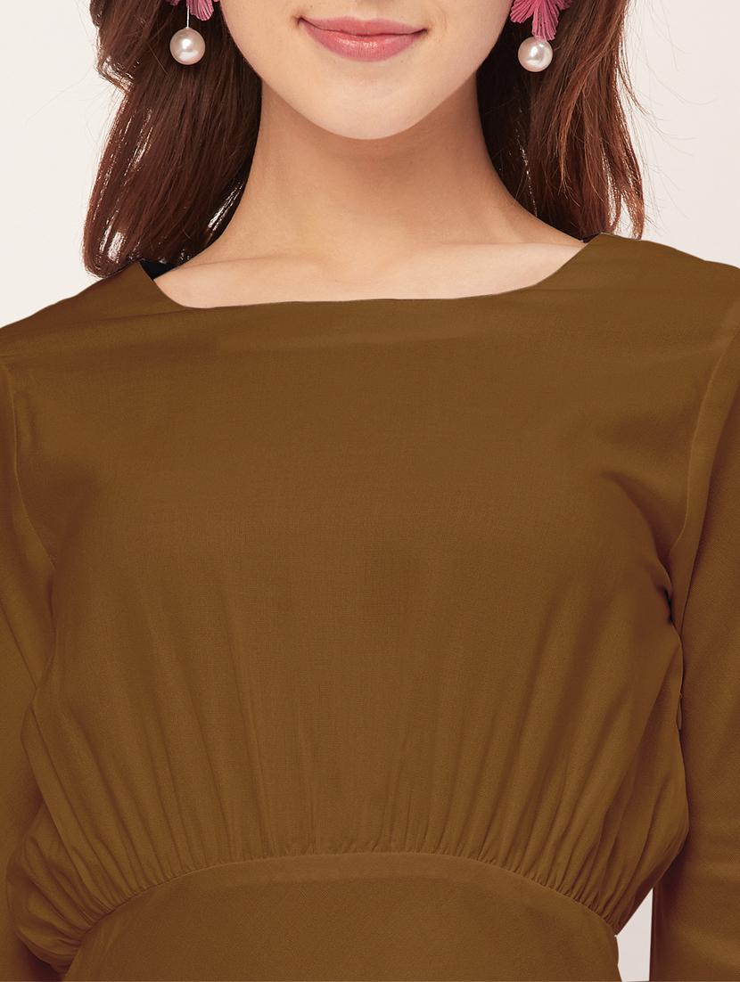 women solid long sleeves high-low dress - 20555339 - Standard Image - 5