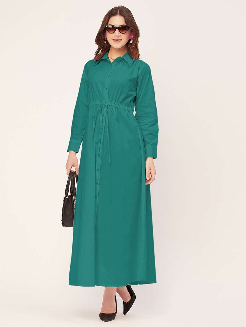 women solid button downed shirt dress - 20555348 - Zoom Image - 0