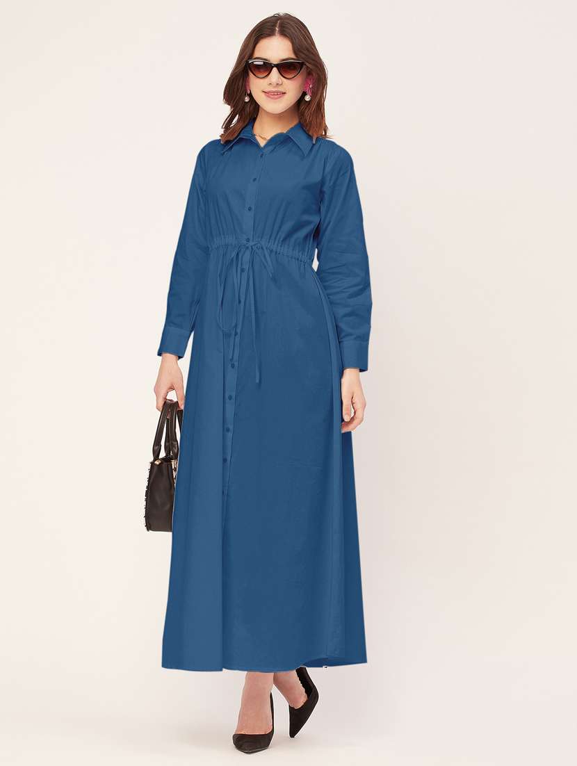 women solid button downed shirt  dress - 20555354 -  Standard Image - 3