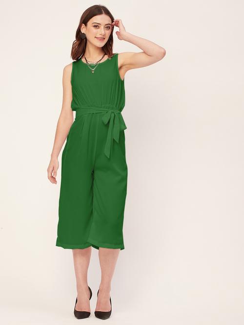 women solid waist tie up jumpsuit - 20555356 - Standard Image - 0