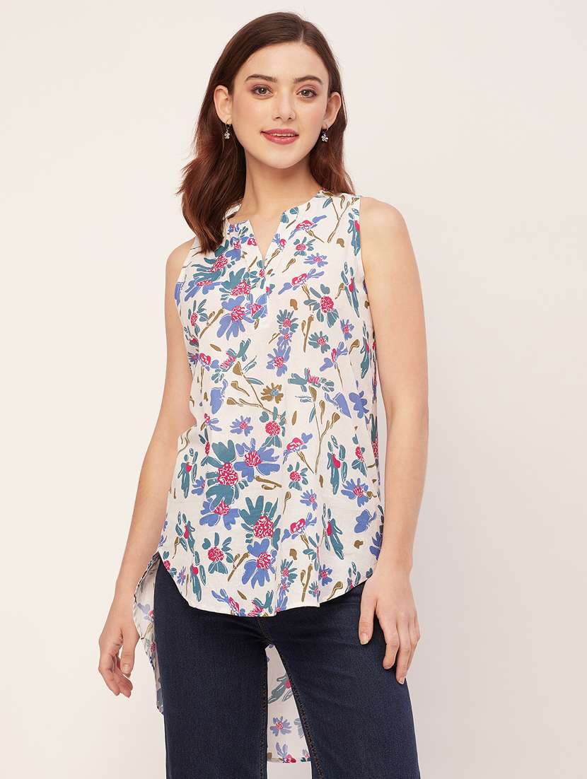 women floral print high-low top - 20555364 -  Zoom Image - 0