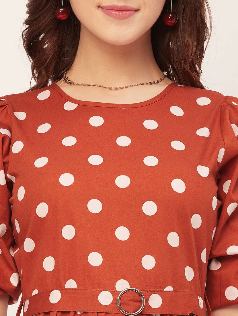 women polka dots fit & flare short dress - 20555371 -  Standard Image - 5