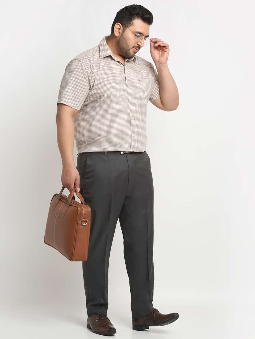 beige checks cotton casual shirt - 20555466 -  Standard Image - 3