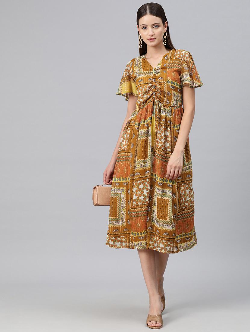 yellow georgette aline dress - 20556362 - Zoom Image - 0