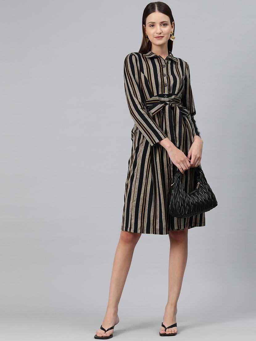 black cotton shirt dress - 20556378 - Standard Image - 3