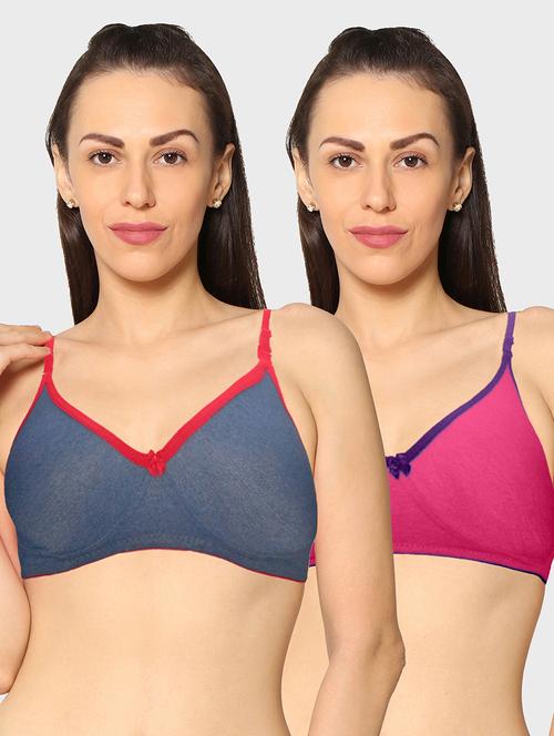women pack of 2 solid t-shirt bra - 20560316 -  Standard Image - 0