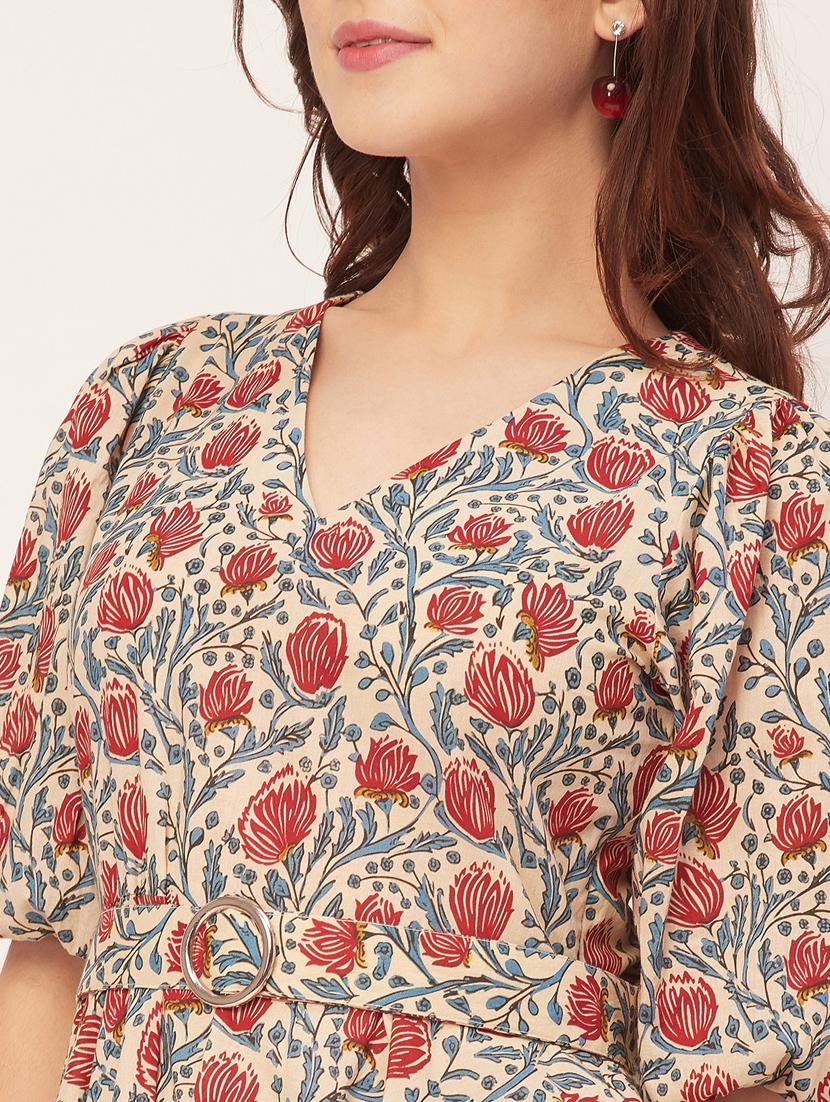 women ethnic floral printed fit & flare dress - 20560598 - Standard Image - 5
