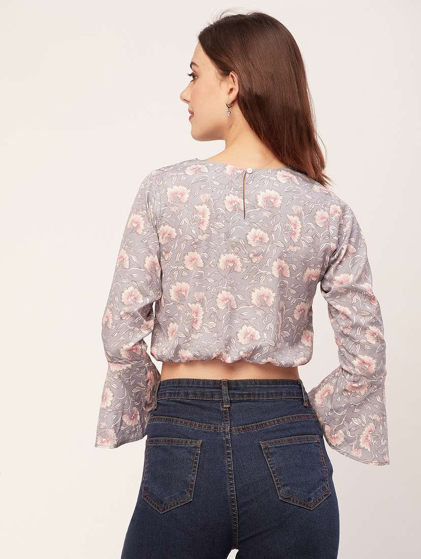 women floral printed crop top - 20560619 -  Standard Image - 3