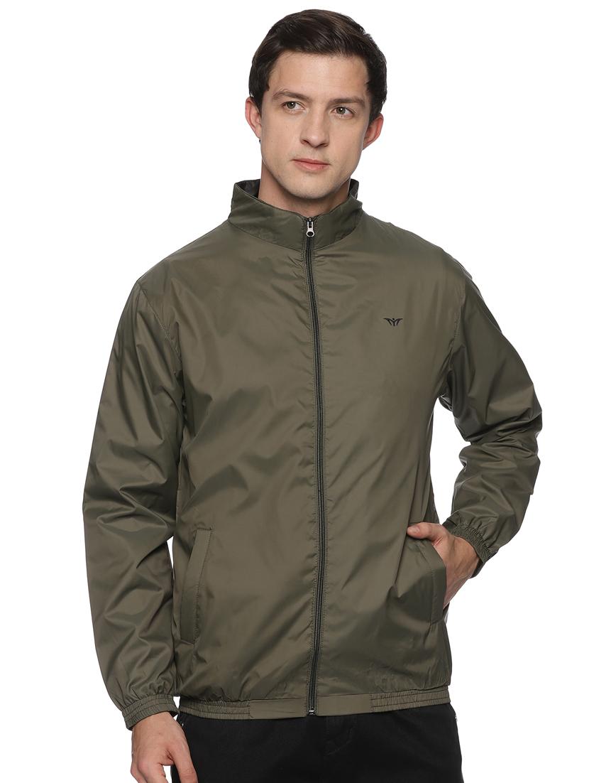 olive lycra blend casual jacket - 20560665 - Zoom Image - 0