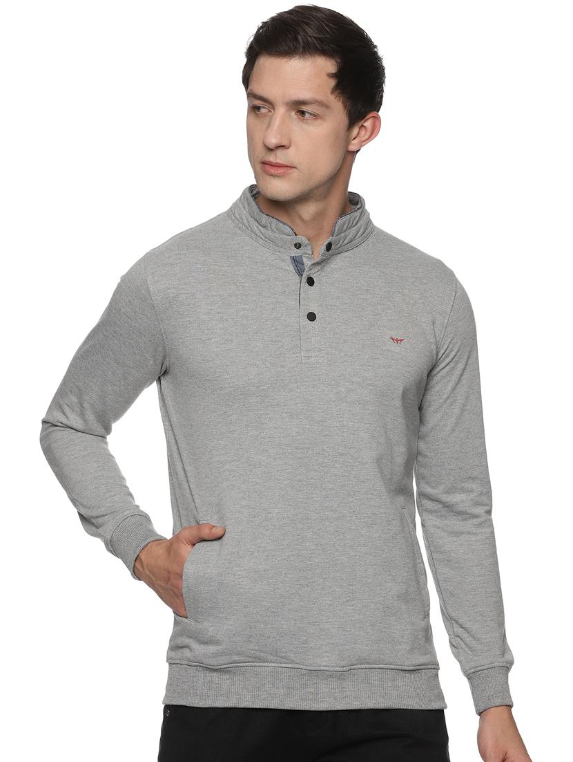men solid button detailed sweatshirt - 20560674 -  Zoom Image - 0