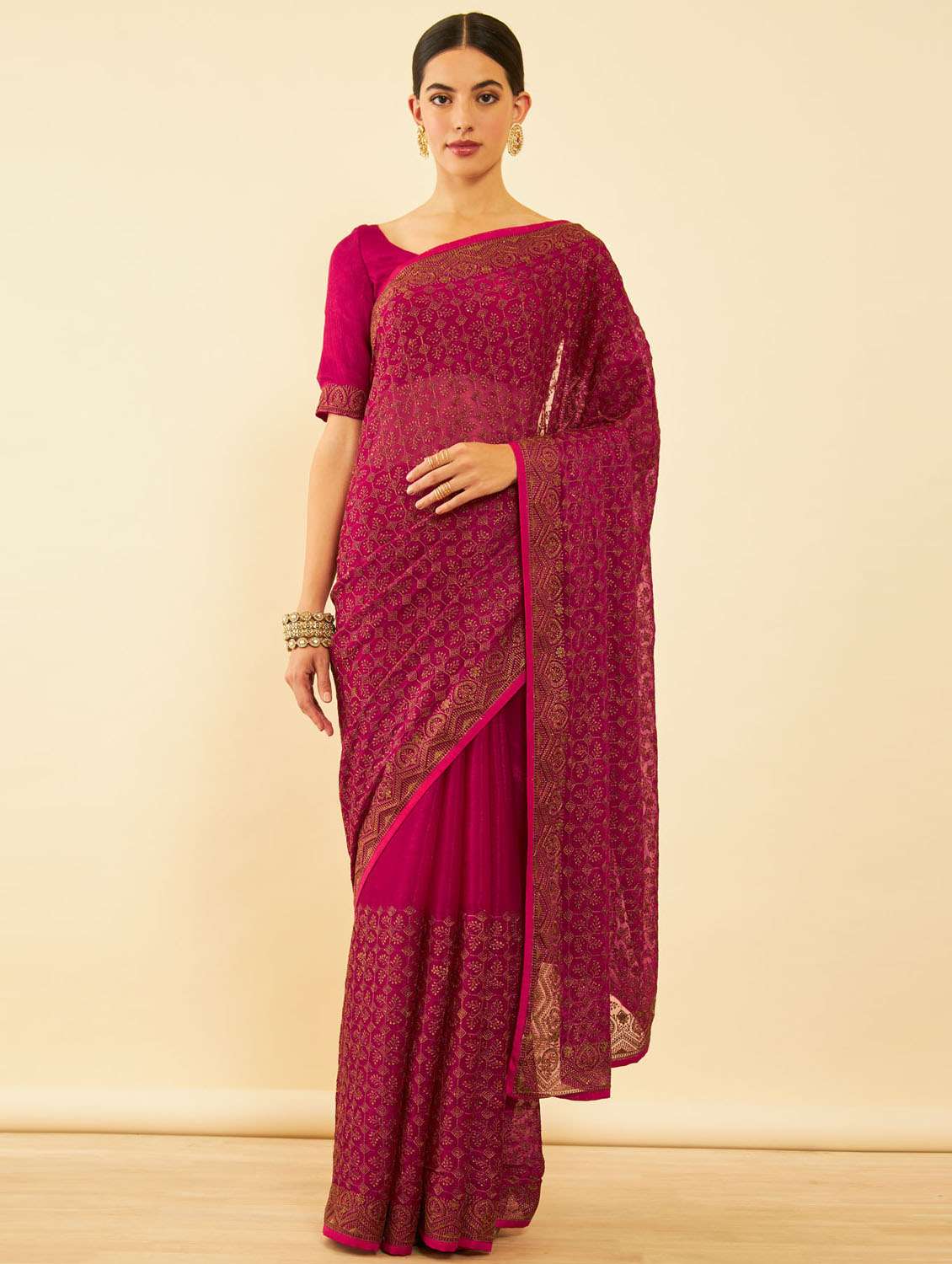 women's embroidered saree with blouse