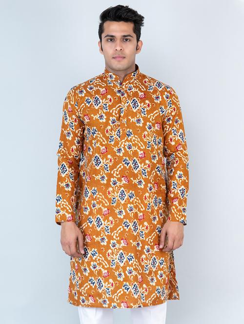 men multi colored printed long kurta - 20561930 - Standard Image - 0