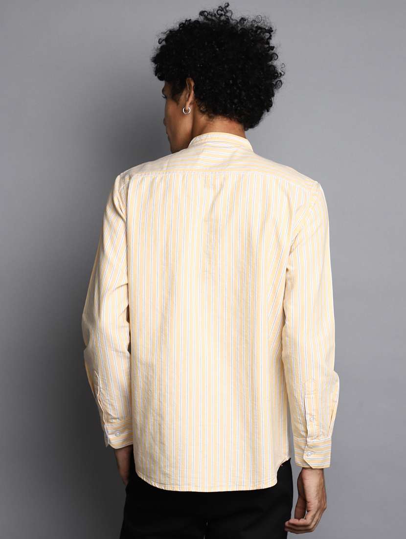 men mandarin collar striped casual shirt - 20562377 - Standard Image - 3