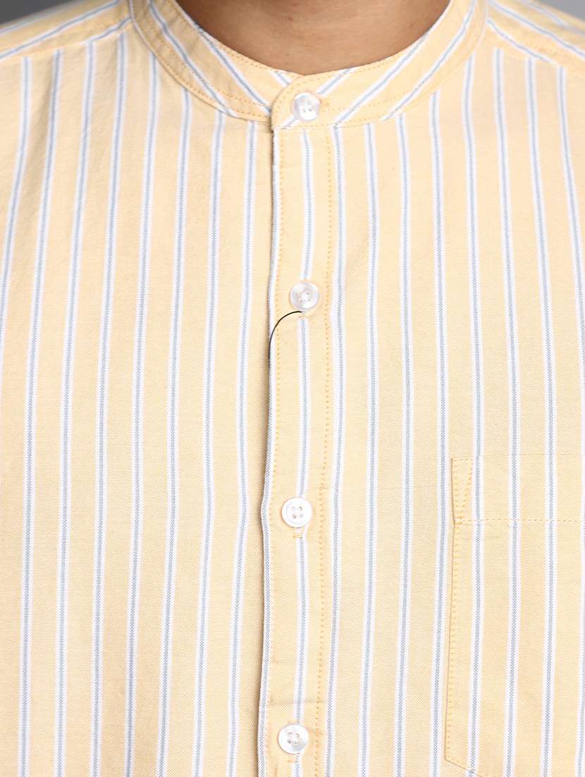 men mandarin collar striped casual shirt - 20562377 - Standard Image - 5