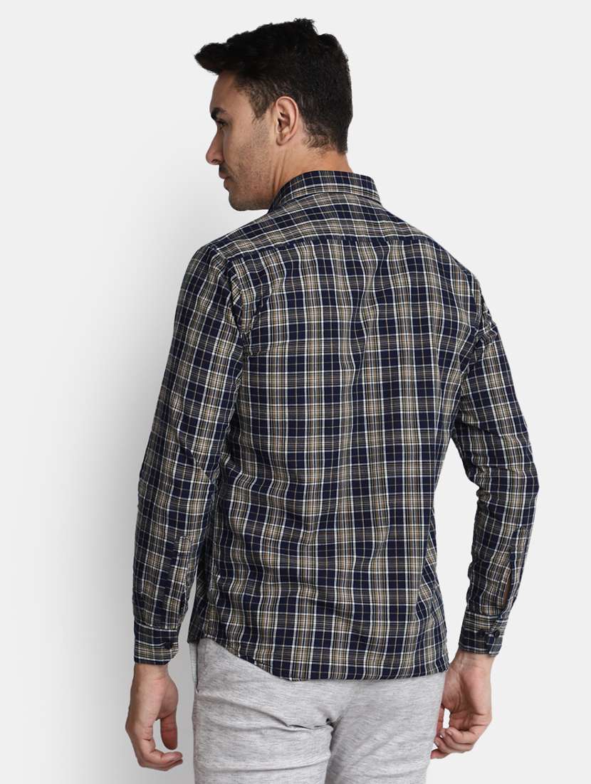 men checkered collared casual shirt - 20562379 - Standard Image - 3