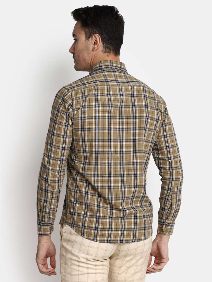 men checkered collared casual shirt - 20562380 -  Standard Image - 3