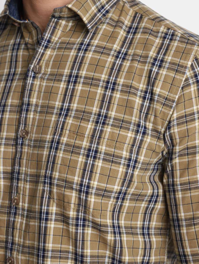 men checkered collared casual shirt - 20562380 -  Standard Image - 5