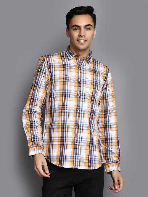 yellow checkered casual shirt - 20562429 - Standard Image - 0