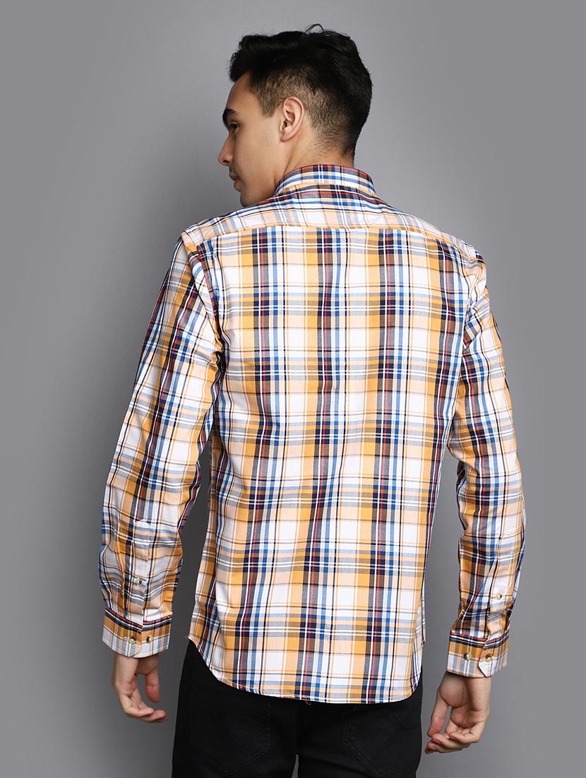 yellow checkered casual shirt - 20562429 - Standard Image - 3