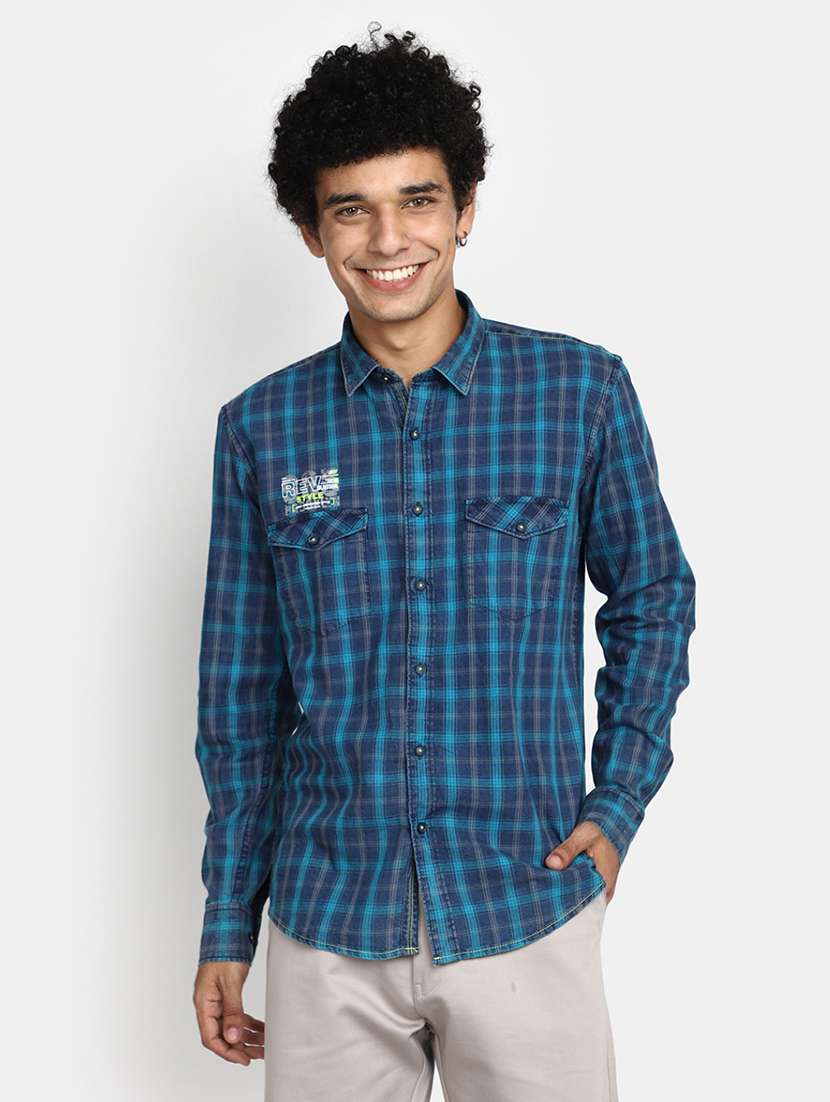 men regular fit check shirt