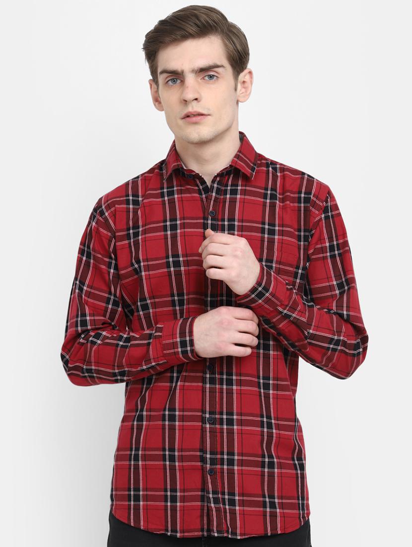 men checkered collared casual shirt