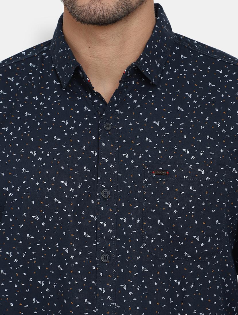 navy blue printed casual shirt - 20562446 - Standard Image - 5