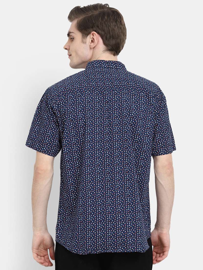 navy blue printed casual shirt - 20562447 -  Standard Image - 3