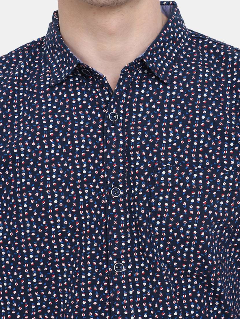 navy blue printed casual shirt - 20562447 -  Standard Image - 5