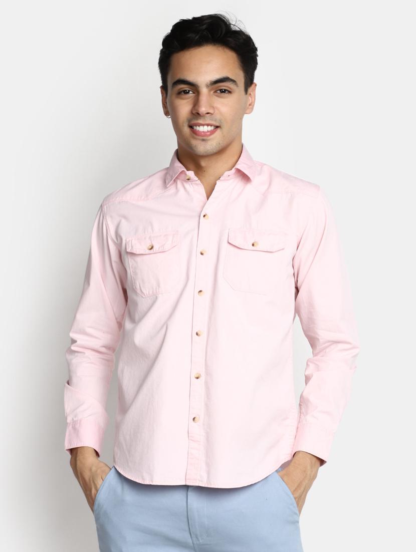 pink solid casual shirt - 20562454 -  Zoom Image - 0