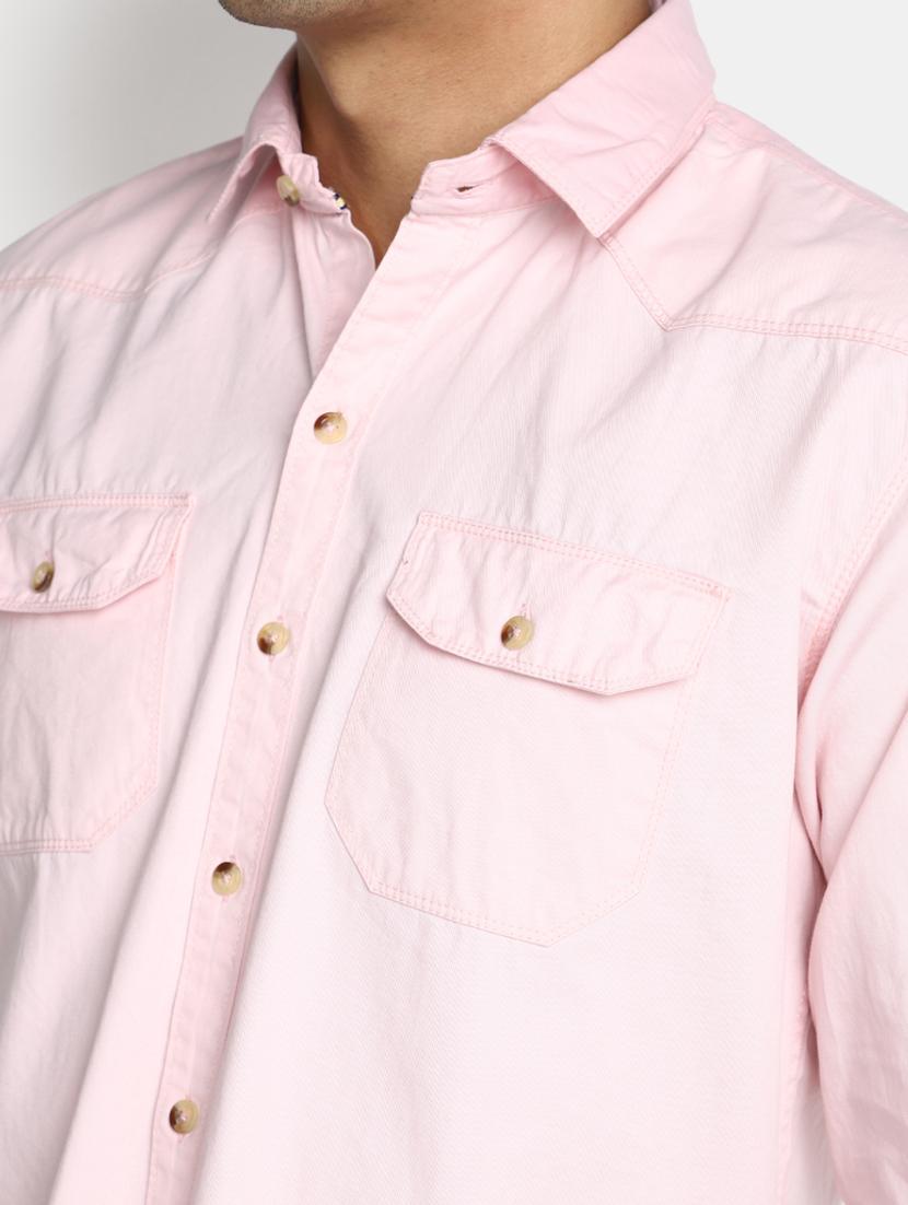 pink solid casual shirt - 20562454 - Standard Image - 5