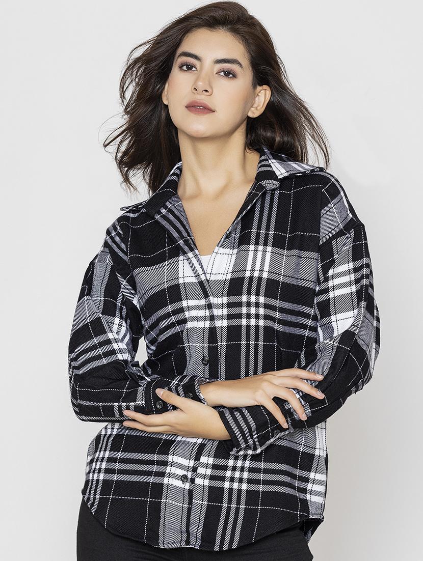 women checkered collared shirt - 20562547 - Zoom Image - 0