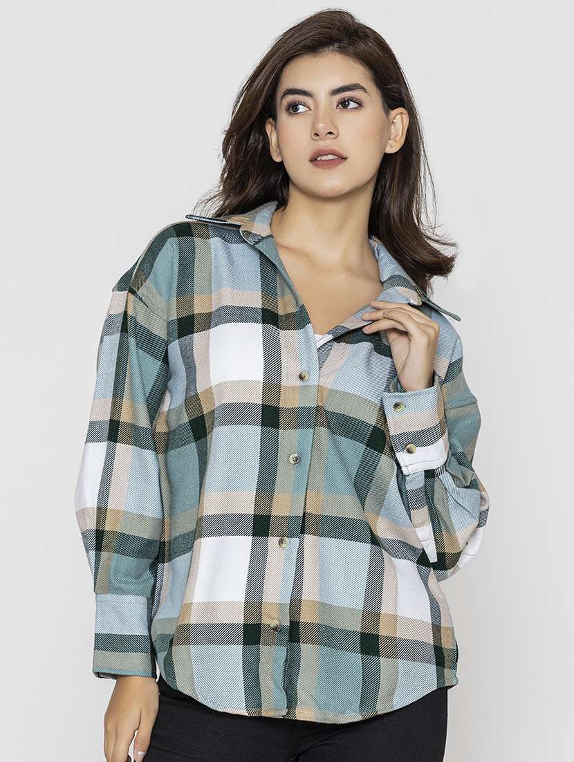 multi colored checkered oversized shirt