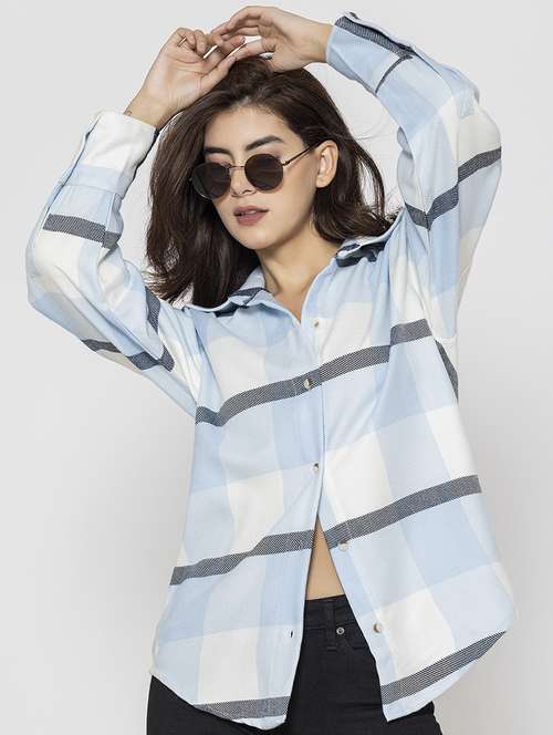 women checkered collared shirt - 20562550 -  Standard Image - 0