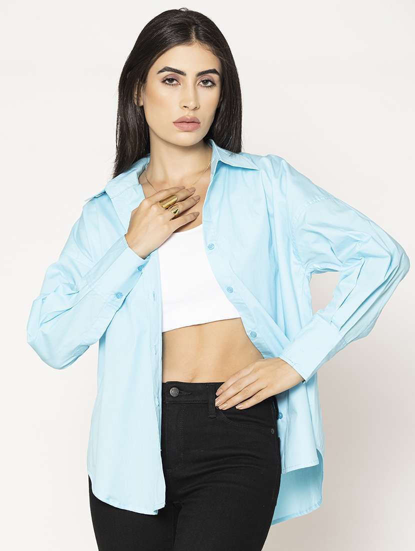 women solid oversized shirt