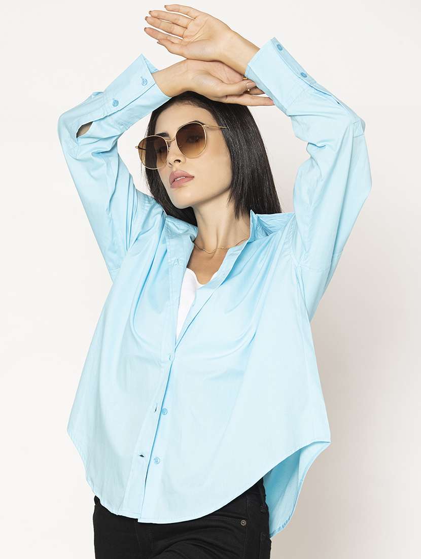 women solid oversized shirt - 20562569 - Standard Image - 3
