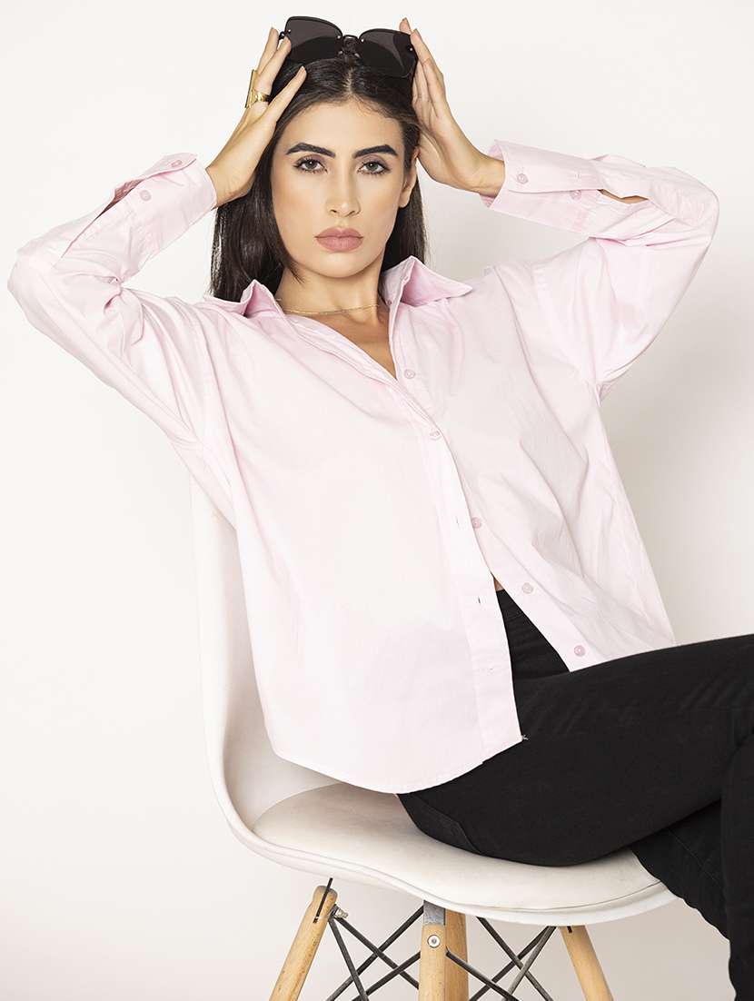 women solid oversized shirt - 20562570 - Standard Image - 3