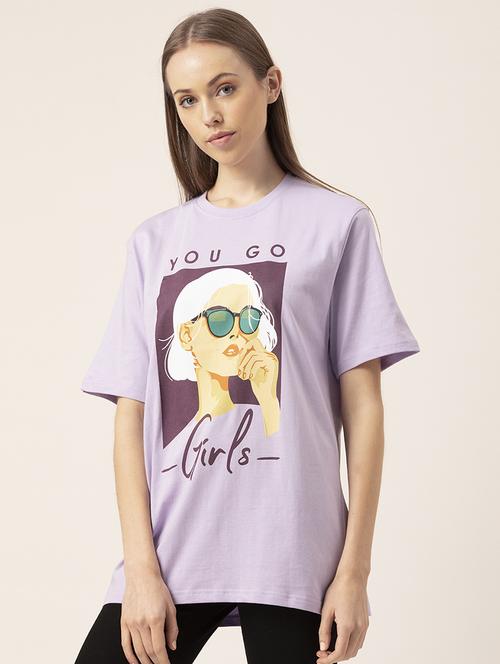 women's front print round neck t-shirt - 20562583 - Standard Image - 0