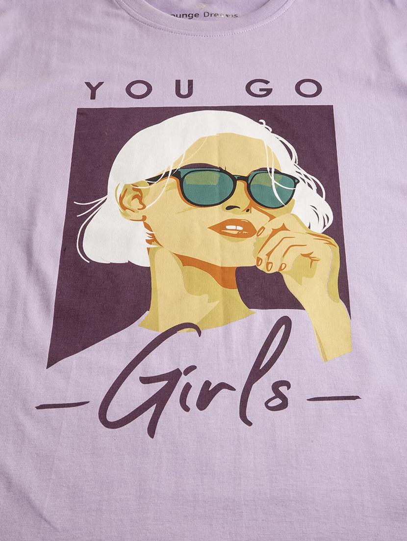 women's front print round neck t-shirt - 20562583 - Standard Image - 3