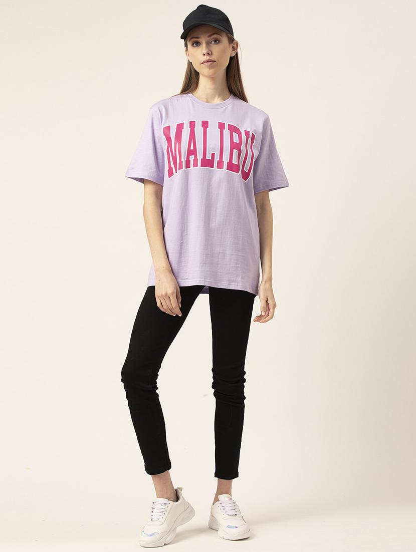 women's chest print crew neck t-shirt - 20562590 - Standard Image - 3