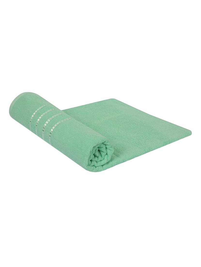 green cotton bath towel
