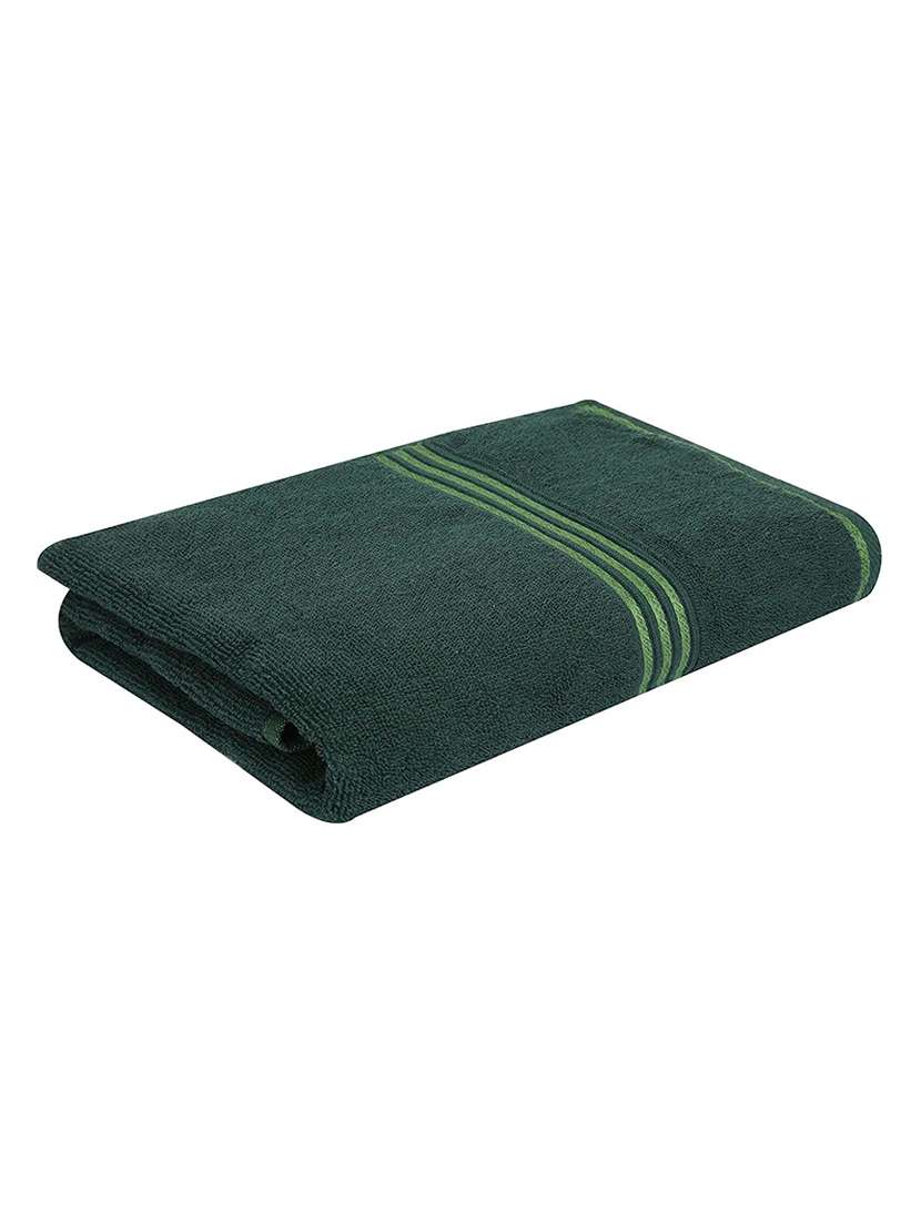 green striped detail cotton bath towel