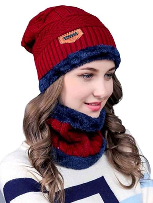 women cap with neck muflar