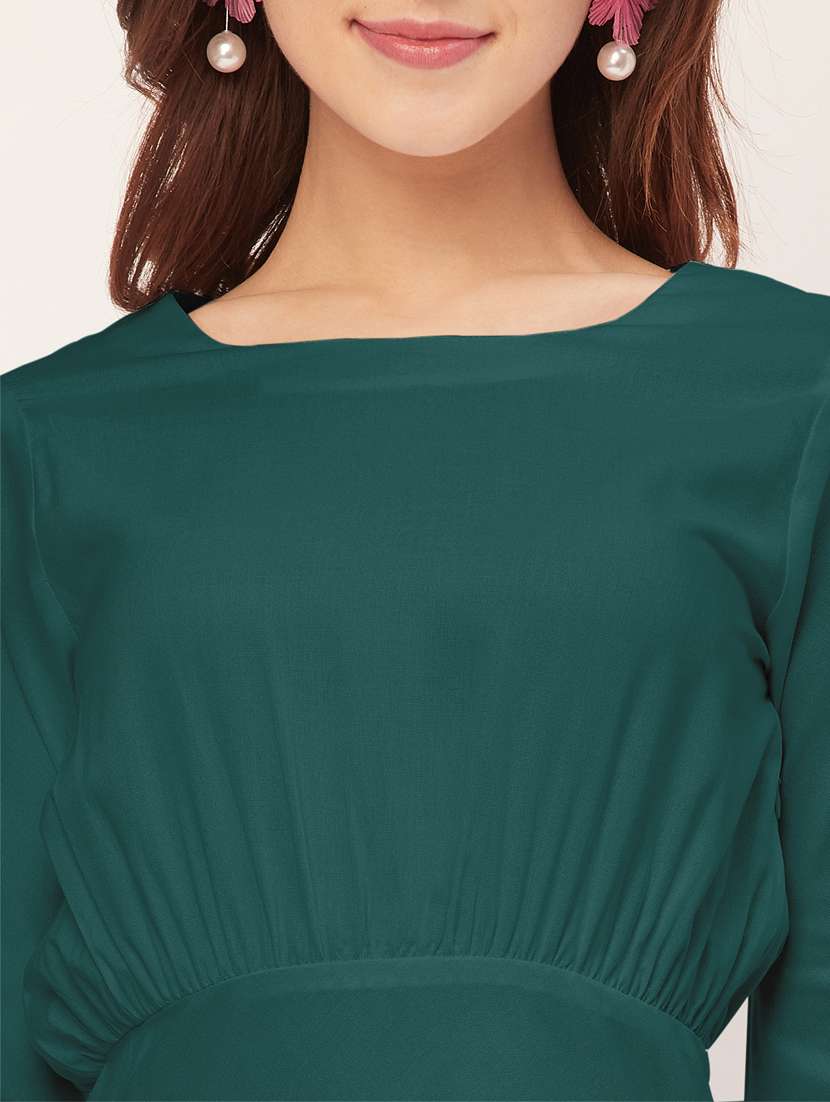 women solid detailed sleeves high low dress - 20563043 - Standard Image - 5