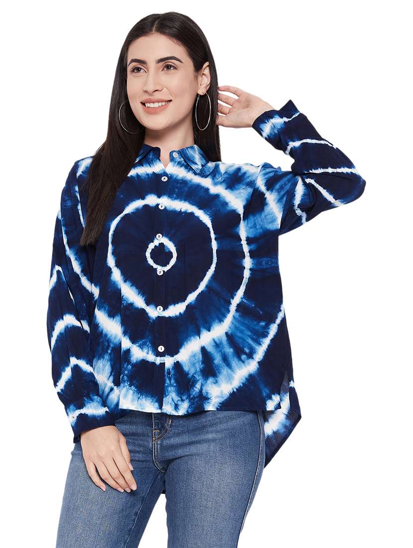 blue rayon oversized shirt - 20563071 - Zoom Image - 0